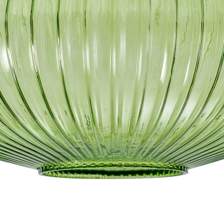 Idolite Camille 30cm Oval Sphere Ribbed Glass, Green