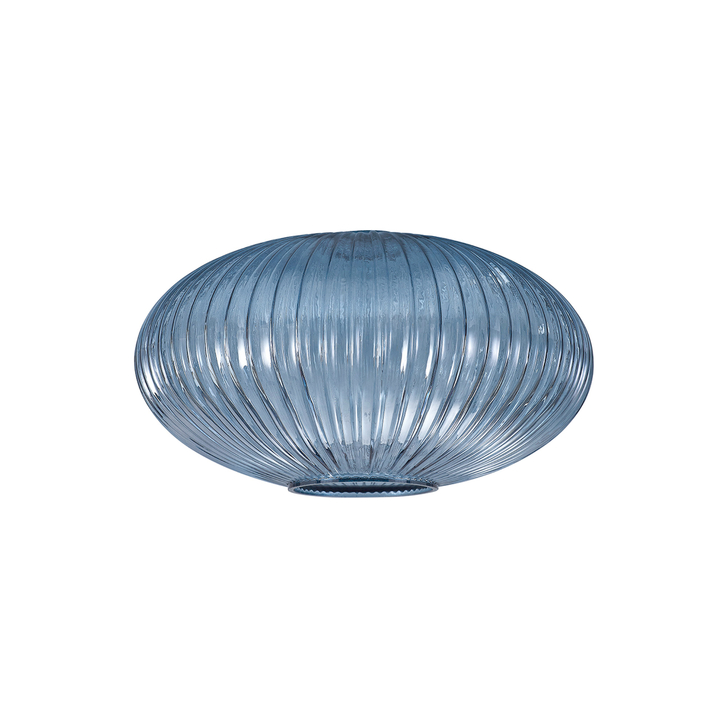 Idolite Camille 30cm Oval Sphere Ribbed Glass, Petrol Blue