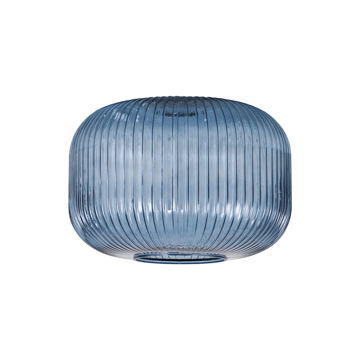 Idolite Camille 30cm Pumpkin Shaped Ribbed Glass, Petrol Blue