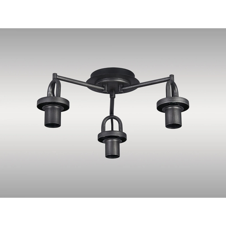 Idolite Camille 44.5cm Semi Ceiling Light, 3 x E27, Aged Pewter