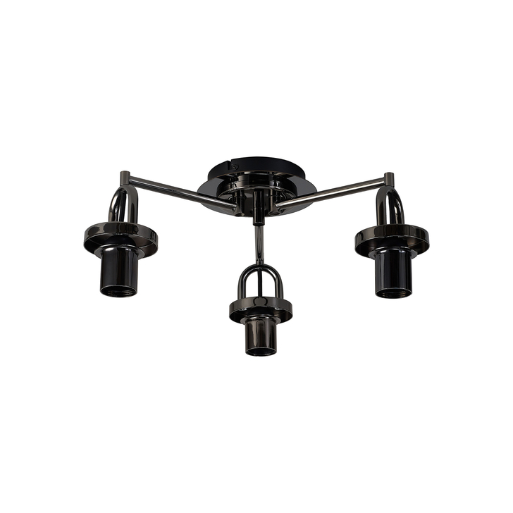 Idolite Camille 44.5cm Semi Flush Ceiling Light, 3 x E27, Black Chrome