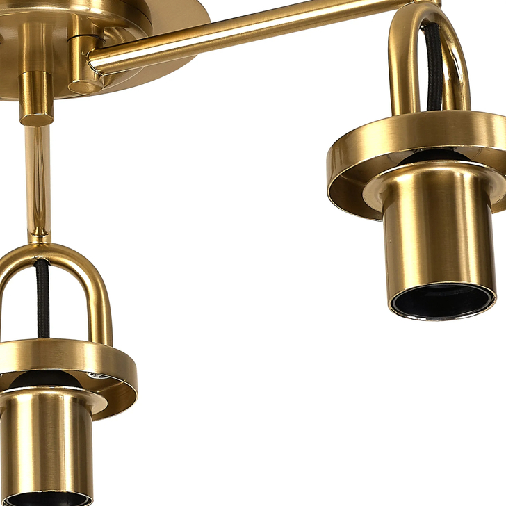 Idolite Camille 44.5cm Semi Flush Ceiling Light, 3 x E27, Brass Gold