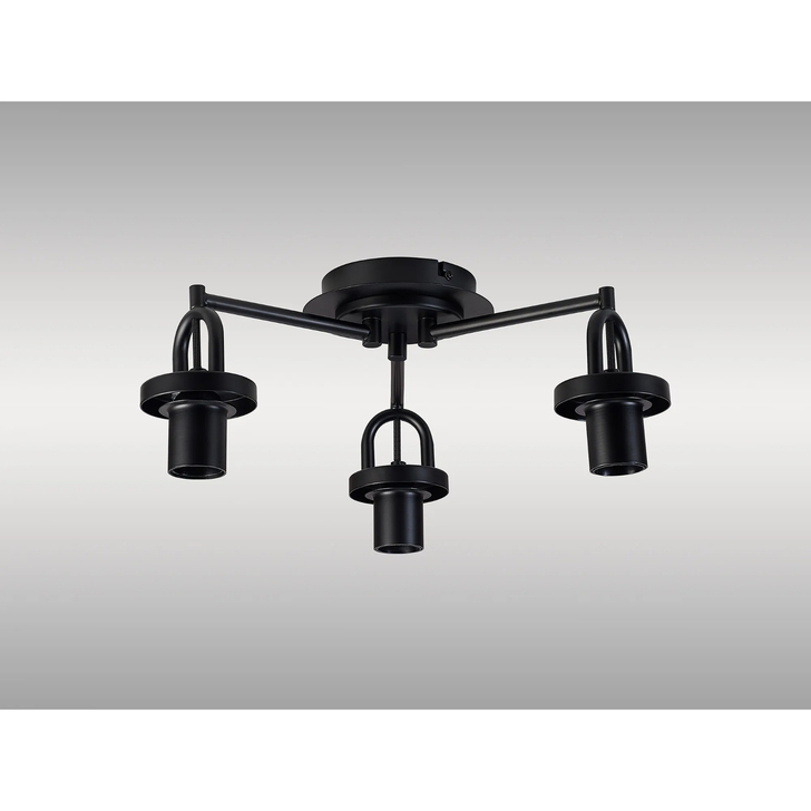 Idolite Camille 44.5cm Semi Flush Ceiling Light, 3 x E27, Matt Black
