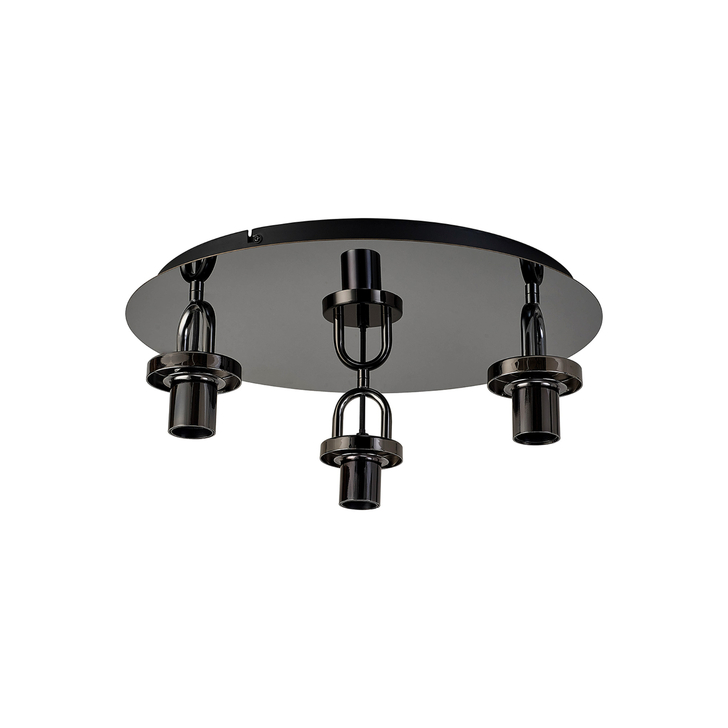Idolite Camille 45cm Light Flush Ceiling Light, 3 x E27, Black Chrome