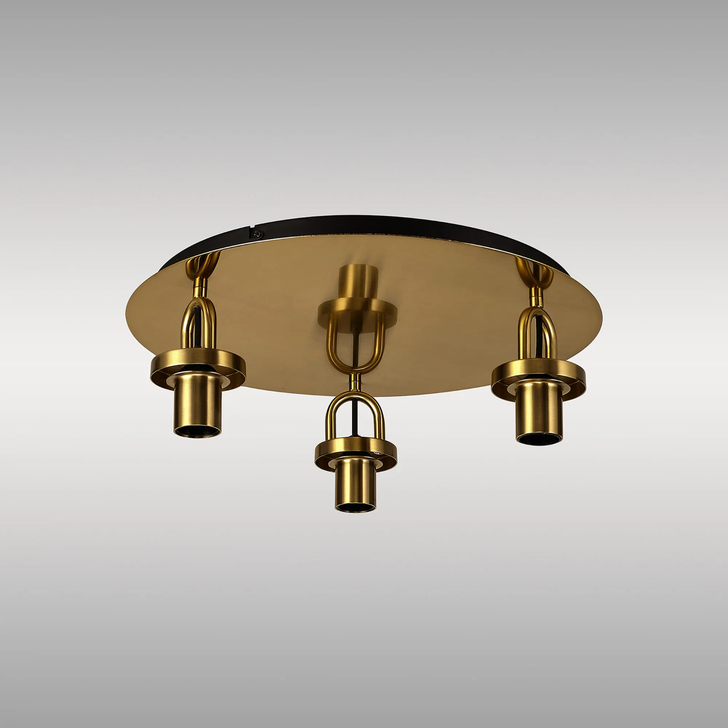 Idolite Camille 45cm Light Flush Ceiling Light, 3 x E27, Brass Gold