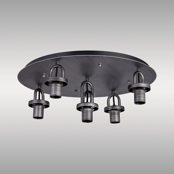 Idolite Camille 55cm Ceiling Light, 5 x E27, Aged Pewter