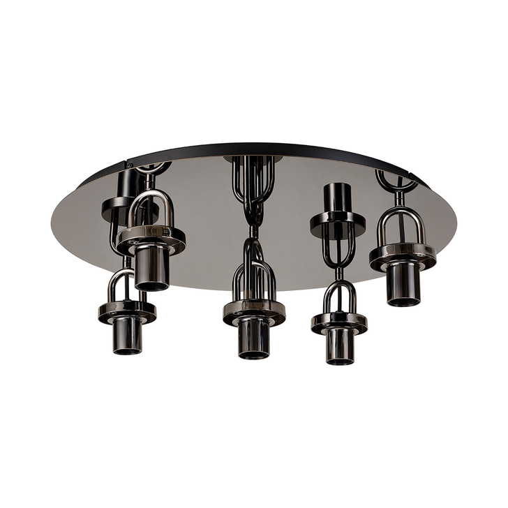 Idolite Camille 55cm Light Flush Ceiling Light, 5 x E27, Black Chrome