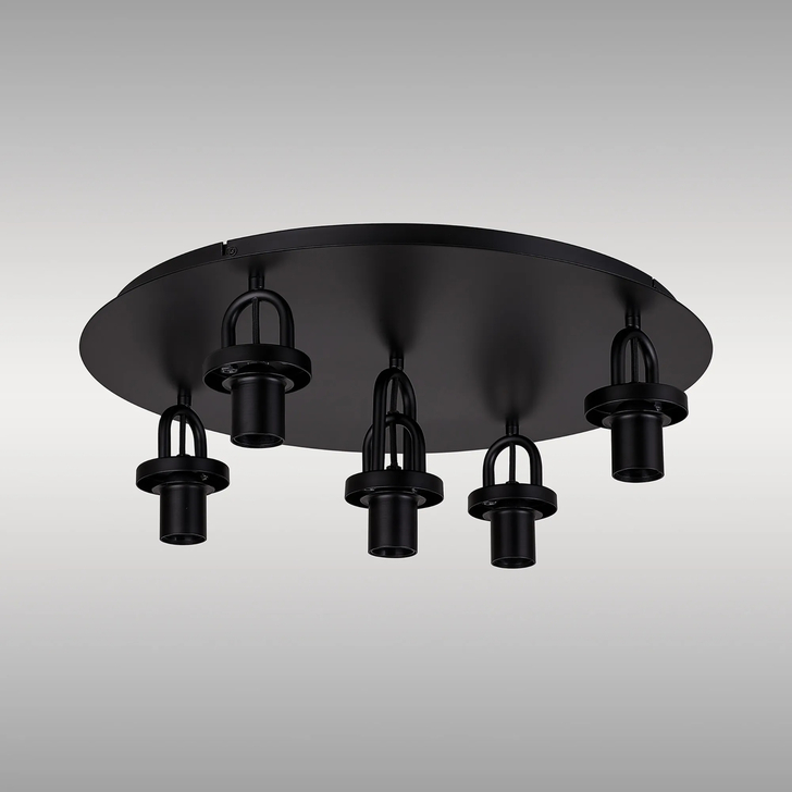 Idolite Camille 55cm Light Flush Ceiling Light, 5 x E27, Matt Black