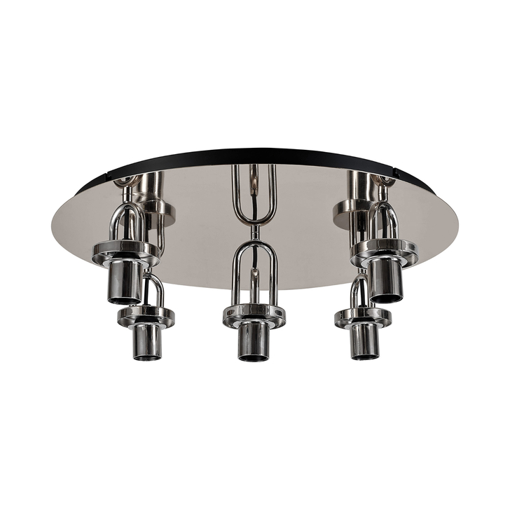 Idolite Camille 55cm Light Flush Ceiling Light, 5 x E27, Polished Nickel