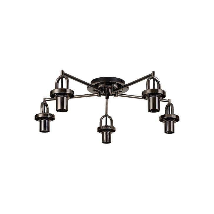 Idolite Camille 64.5cm Semi Flush Ceiling Light, 5 x E27, Black Chrome