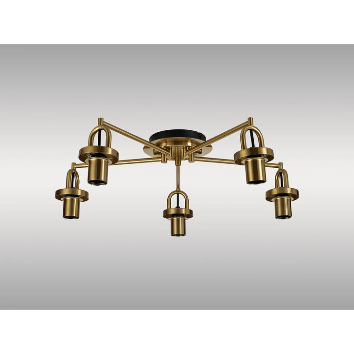 Idolite Camille 64.5cm Semi Flush Ceiling Light, 5 x E27, Brass Gold