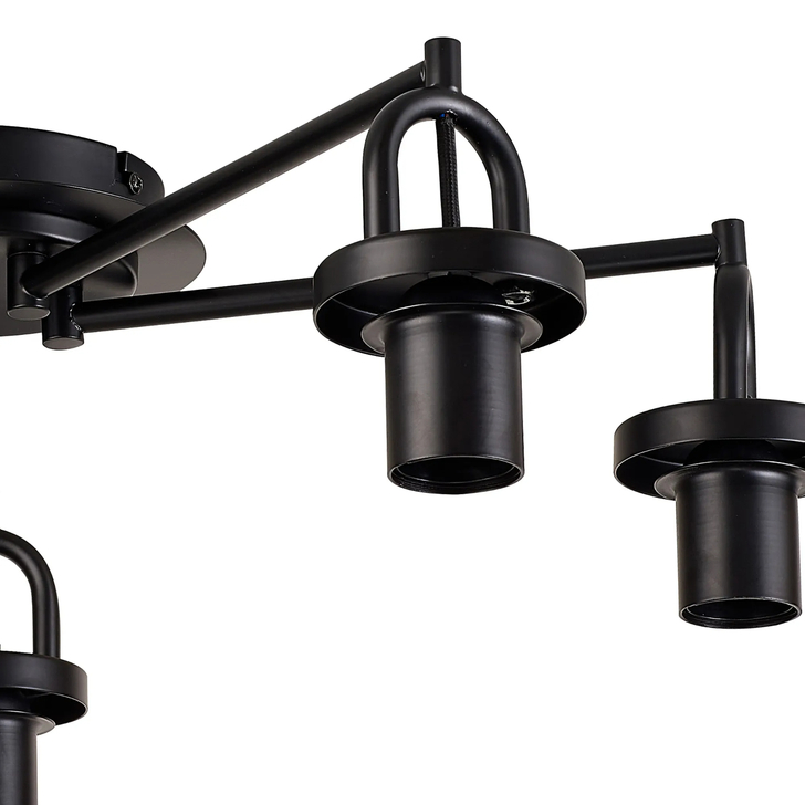 Idolite Camille 64.5cm Semi Flush Ceiling Light, 5 x E27, Matt Black