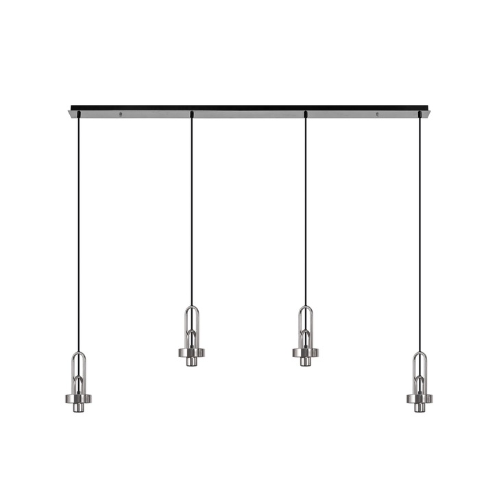 Idolite Camille Brass Gold 4 Light Linear Bar Pendant With Brass Gold/Clear Ombre Glass Globes