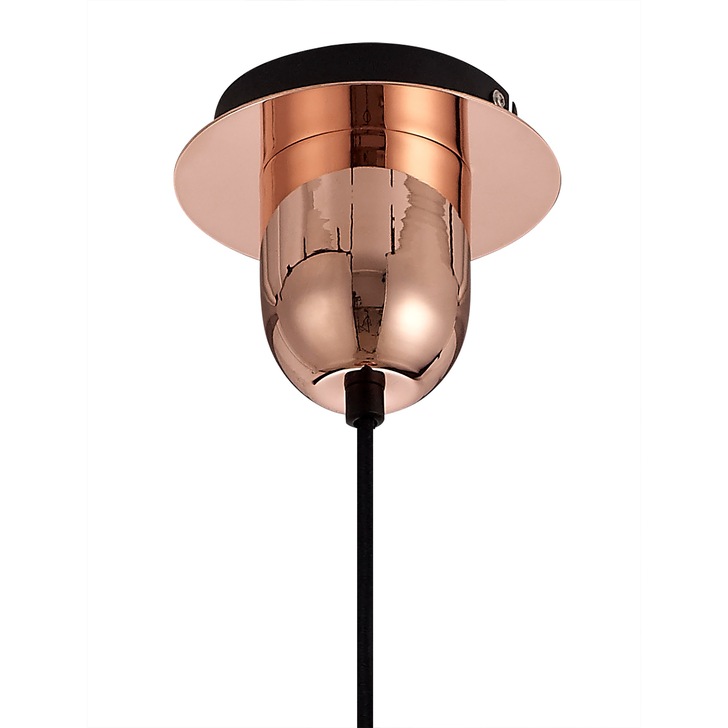 Idolite Camille Copper Finish Single Pendant Light C/W Copper/Clear Ombre Glass Globe