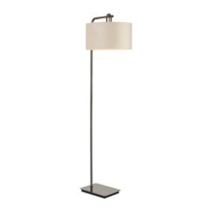 Idolite Camille Floor Lamp, 1 Light E27, Black Chrome/Matt Black/Mink/Prosecco 40x22cm Velvet Shade