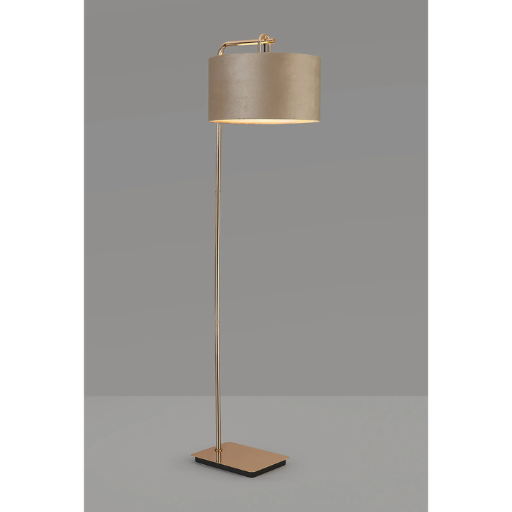 Idolite Camille Floor Lamp, 1 Light E27, French Gold/Matt Black/Latte/Prosecco 40x22cm Velvet Shade