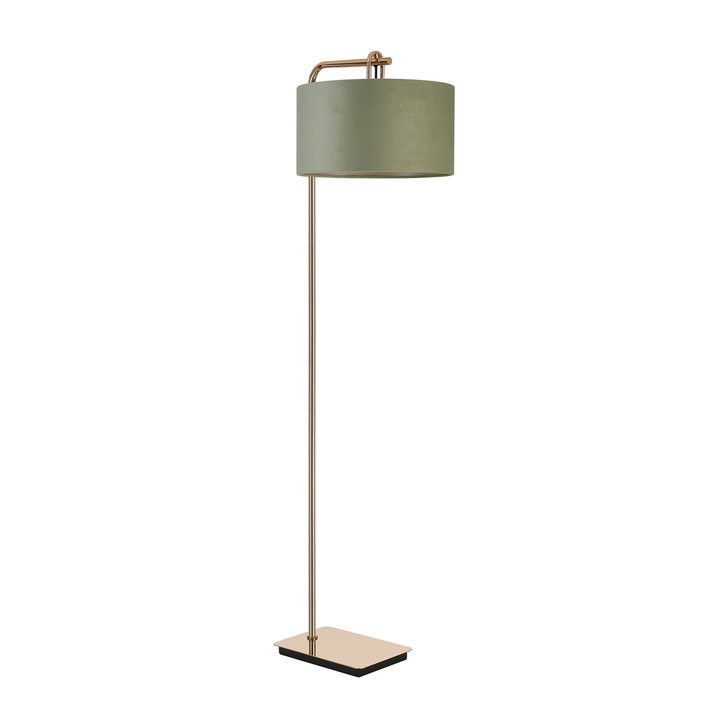 Idolite Camille Floor Lamp, 1 Light E27, French Gold/Matt Black/Sage Green/Prosecco 40x22cm Velvet Shade