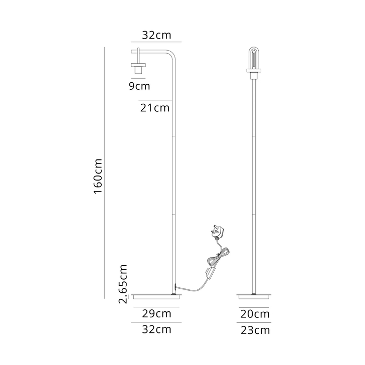 Idolite Camille Floor Lamp, 1 x E27, Black Chrome