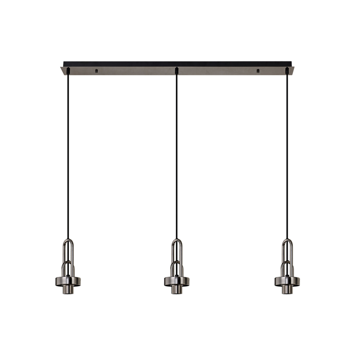 Idolite Camille Linear Suspension Kit, 3 x E27, Black Chrome/Matt Black