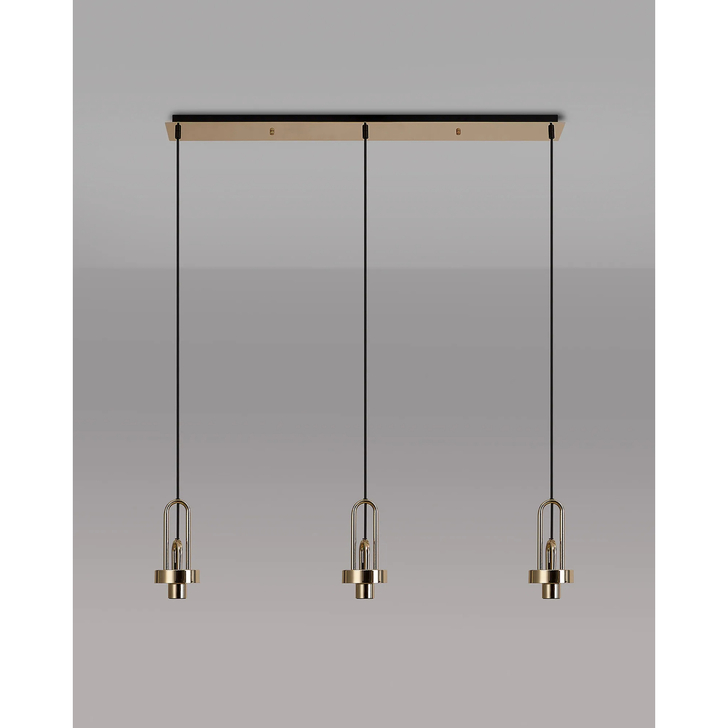 Idolite Camille Linear Suspension Kit, 3 x E27, French Gold/Matt Black
