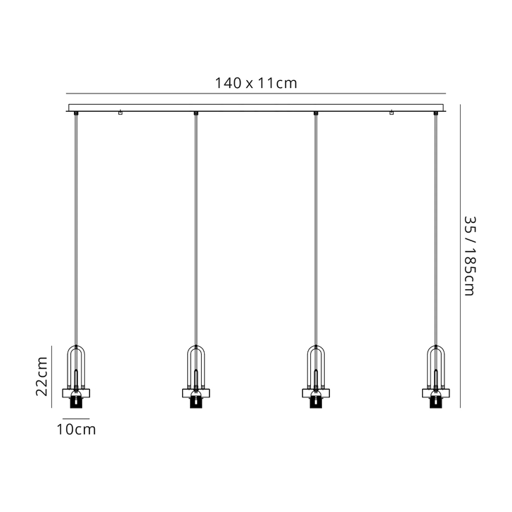 Idolite Camille Linear Suspension Kit, 4 x E27, Matt Black