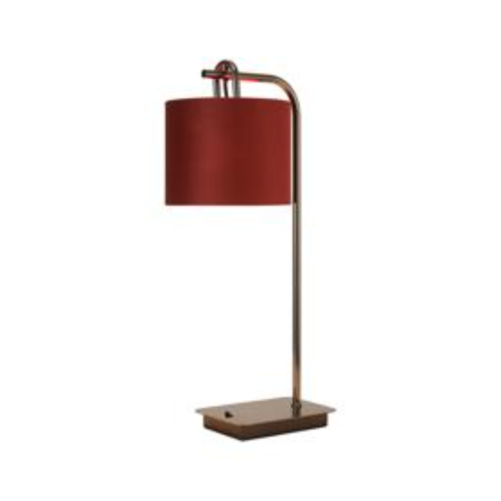 Idolite Camille Table Lamp, 1 Light E27, Black Chrome/Matt Black/Oxblood 20x16.5cm Velvet Shade