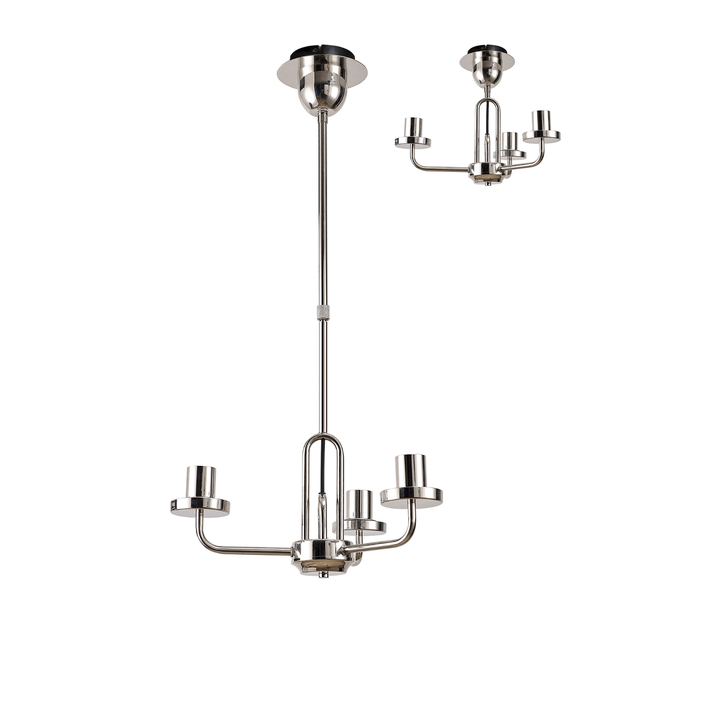 Idolite Camille Telescopic Pendant/Semi Flush Light, 3 x E27, Polished Nickel