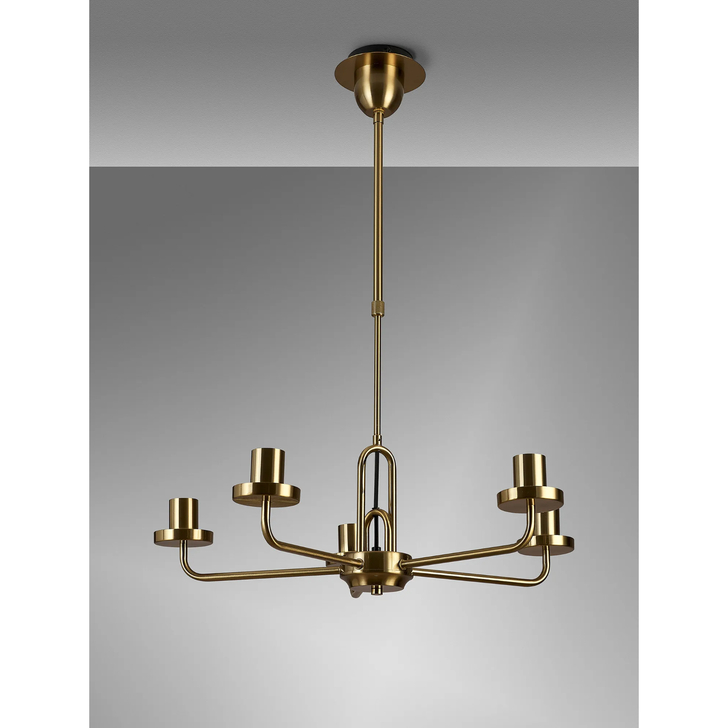 Idolite Camille Telescopic Pendant/Semi Flush Light, 5 x E27, Brass Gold