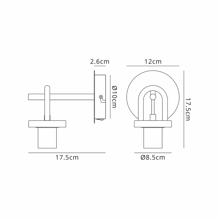 Idolite Camille Wall Light Switched, 1 x E27, Brass Gold