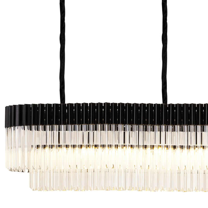 Idolite Carpathian 16 Light Extra Large 3m Linear Bar Pendant Chandelier In Black With Clear Glass