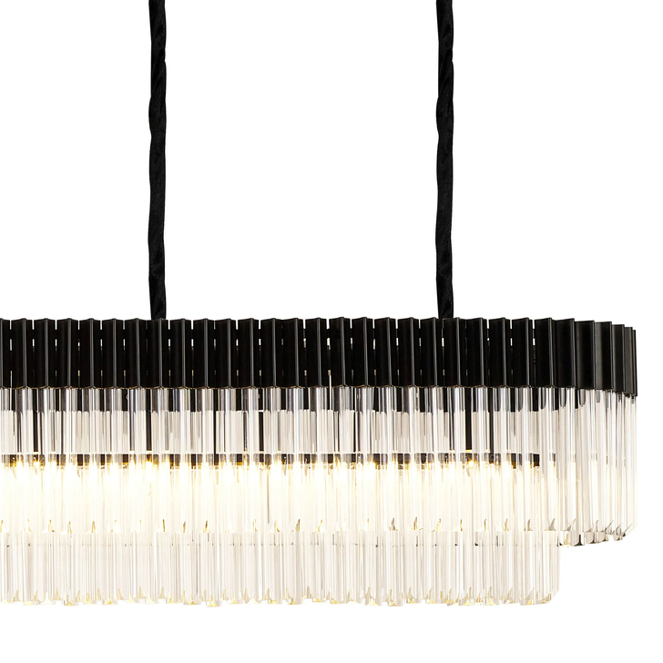 Idolite Carpathian 16 Light Extra Large 3m Linear Bar Pendant Chandelier In Black With Clear Glass (Individual Ceiling Cups)