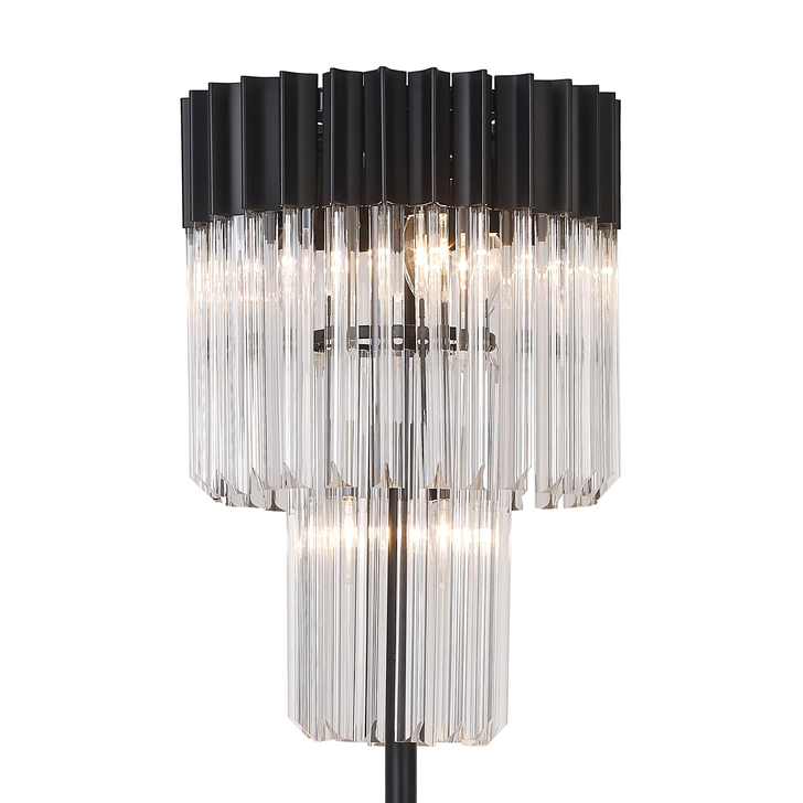 Idolite Carpathian 5 Light Floor Lamp Chandelier In Black With Clear Glass