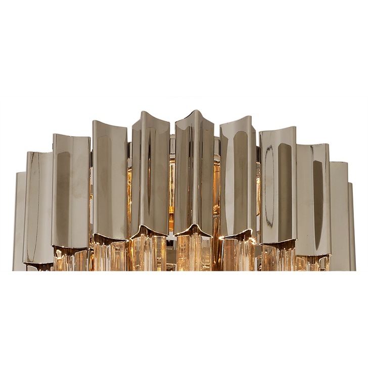 Idolite Carpathian Polished Nickel 3 Light Flush Ceiling Light C/W Clear Glass Drops