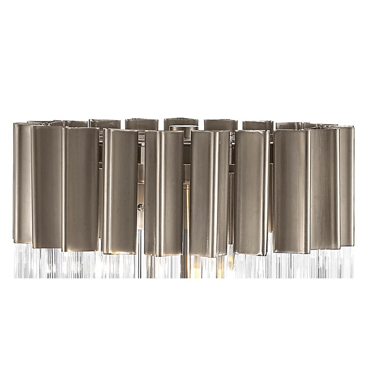 Idolite Carpathian Polished Nickel 3 Light Table Lamp C/W Clear Glass Drops