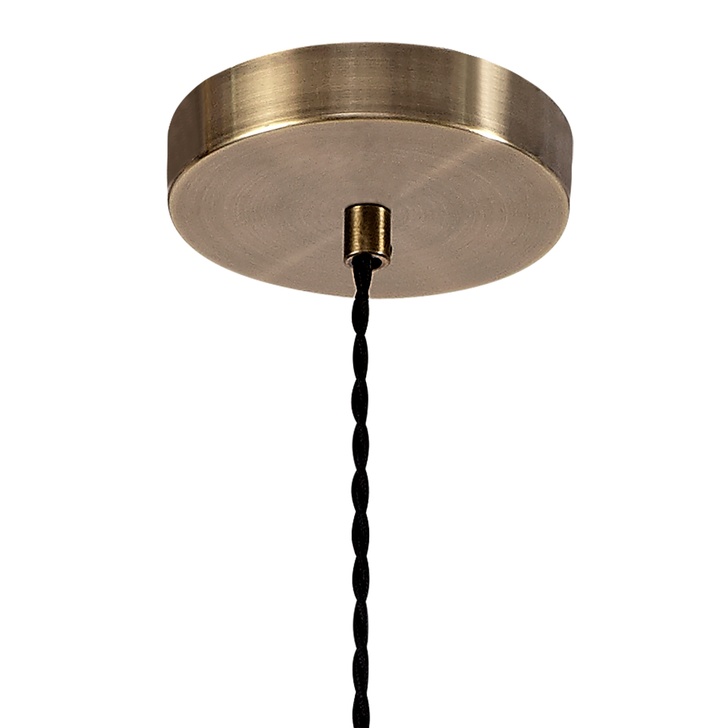 Idolite Cascade Antique Brass Finish 3 Light Pendant With Smoked & Amber Ribbed Glass