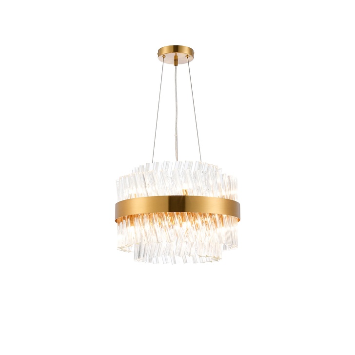 Idolite Caspian 10 Light Round Pendant Brass With Clear Glass Rods