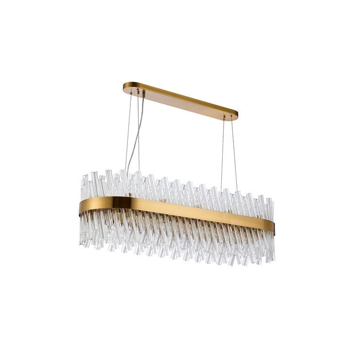 Idolite Caspian 24 Light Linear Bar Pendant Brass With Clear Glass Rods