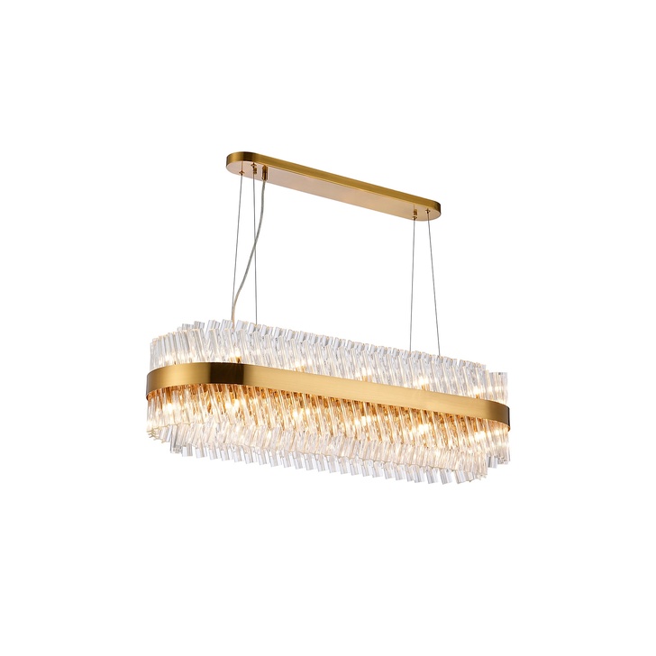 Idolite Caspian 24 Light Linear Bar Pendant Brass With Clear Glass Rods