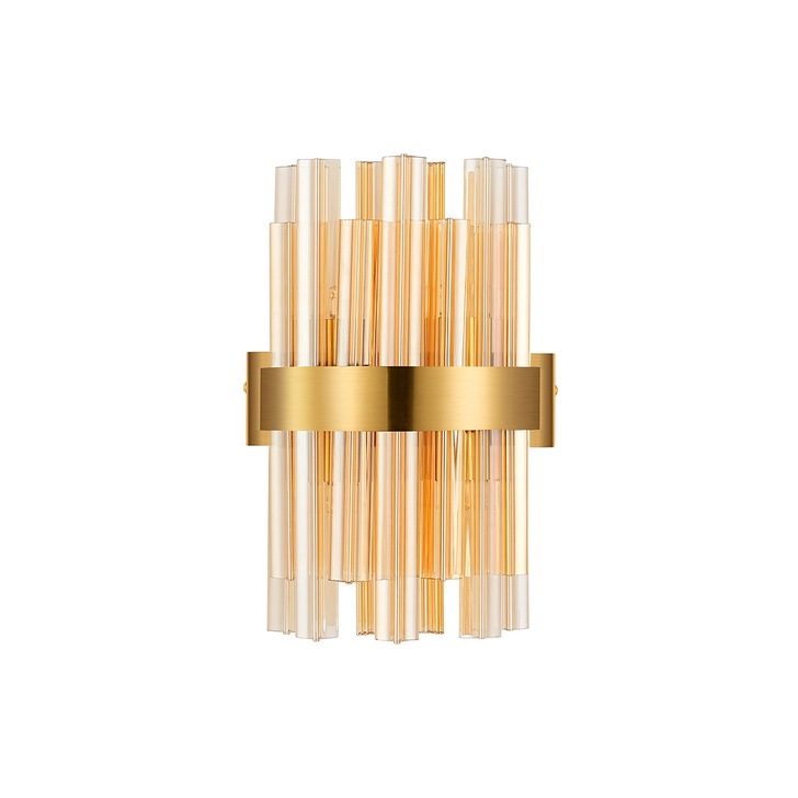 Idolite Caspian 4 Light Wall Lamp Brass With Amber Glass Rods