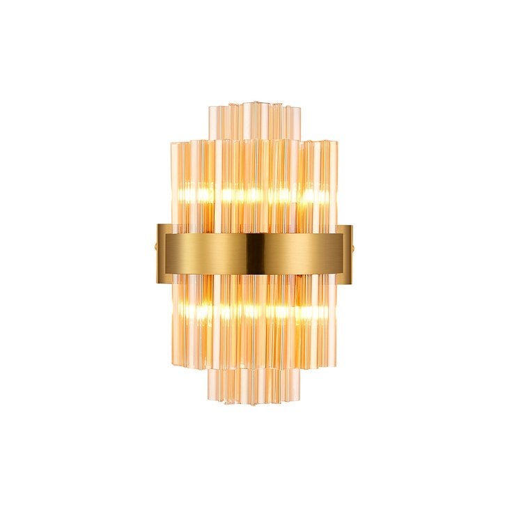 Idolite Caspian 4 Light Wall Lamp Brass With Amber Glass Rods