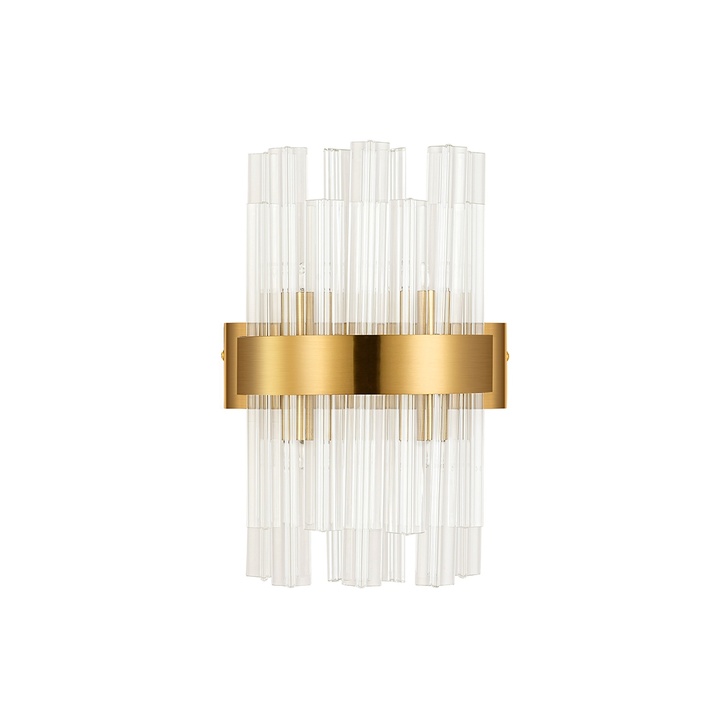 Idolite Caspian 4 Light Wall Lamp Brass With Clear Glass Rods