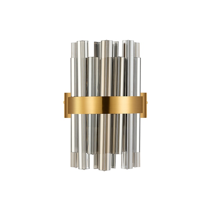 Idolite Caspian 4 Light Wall Lamp Brass With Smoked Glass Rods