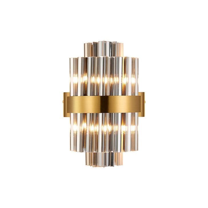 Idolite Caspian 4 Light Wall Lamp Brass With Smoked Glass Rods