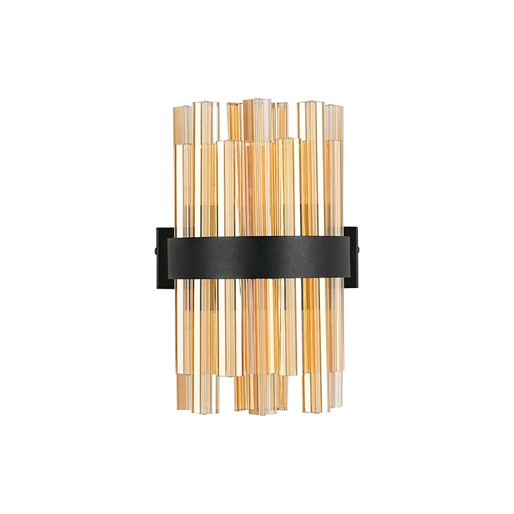 Idolite Caspian 4 Light Wall Lamp Satin Black With Amber Glass Rods