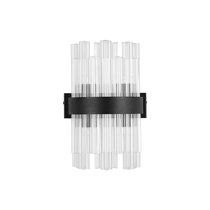 Idolite Caspian 4 Light Wall Lamp Satin Black With Clear Glass Rods