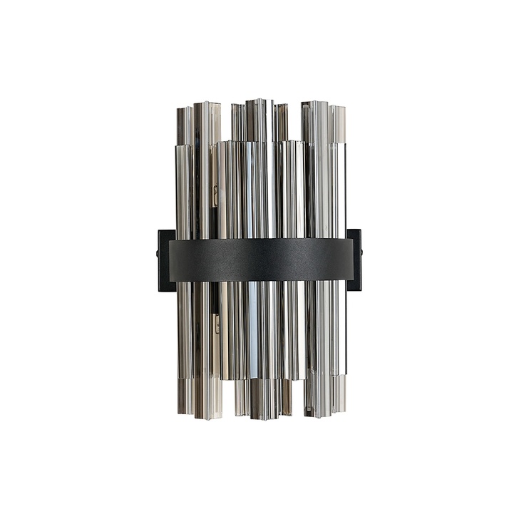 Idolite Caspian 4 Light Wall Lamp Satin Black With Smoked Glass Rods