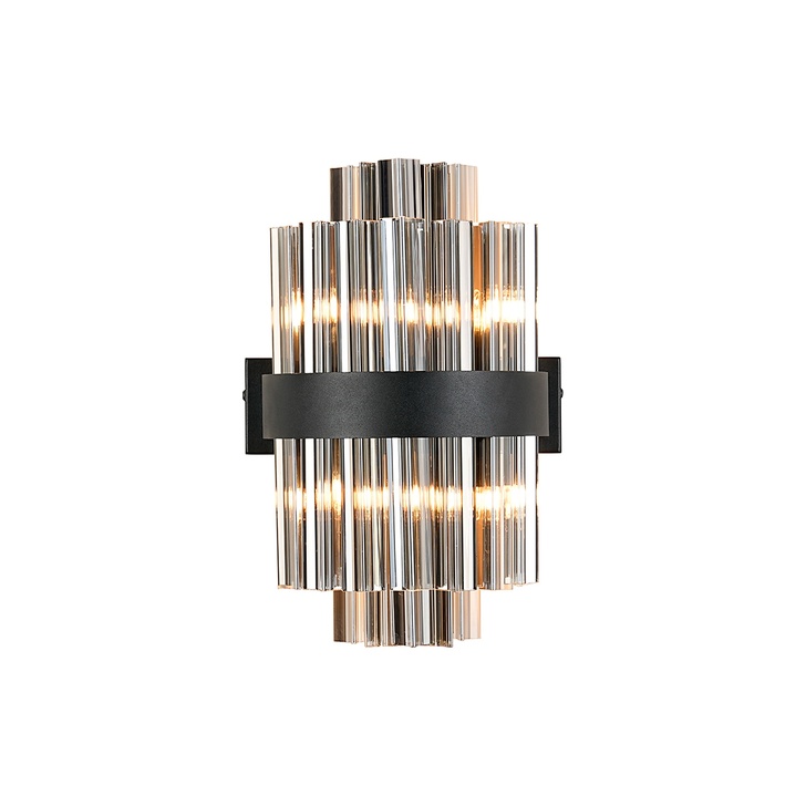 Idolite Caspian 4 Light Wall Lamp Satin Black With Smoked Glass Rods