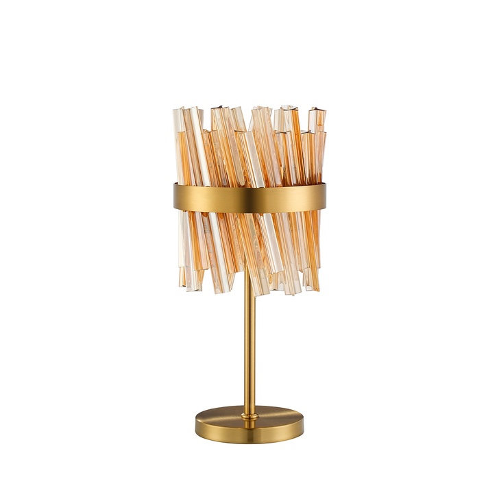 Idolite Caspian 6 Light Table Lamp Brass With Amber Glass Rods