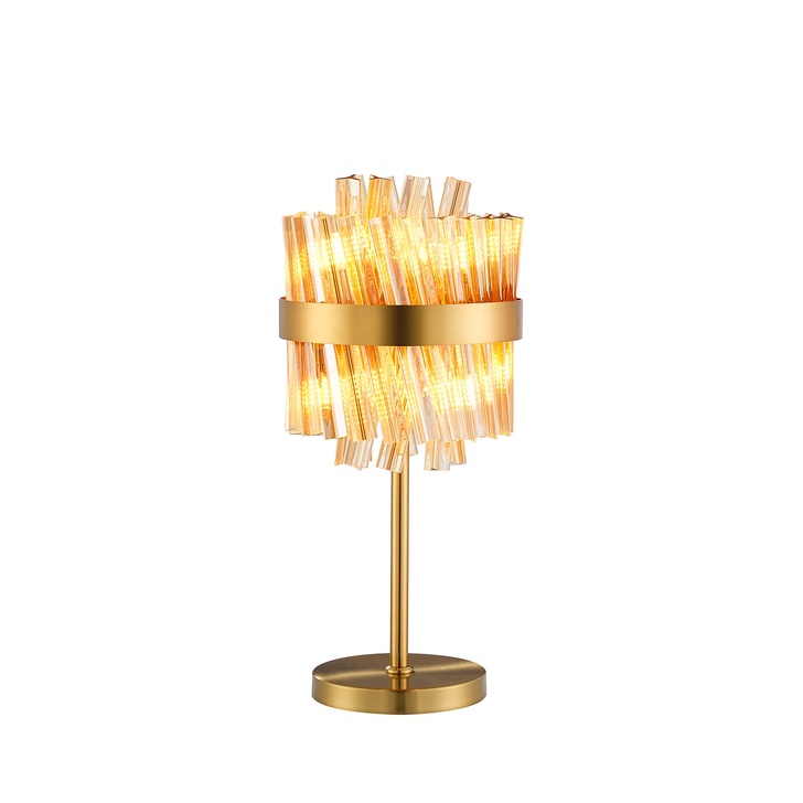 Idolite Caspian 6 Light Table Lamp Brass With Amber Glass Rods