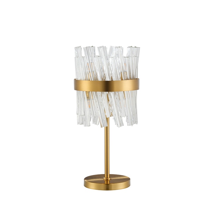 Idolite Caspian 6 Light Table Lamp Brass With Clear Glass Rods